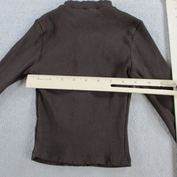 Naked Wardrobe Mock Neck Ribbed Crop Top Womens XS Brown Long Sleeve Zip Jacket - Picture 7 of 9